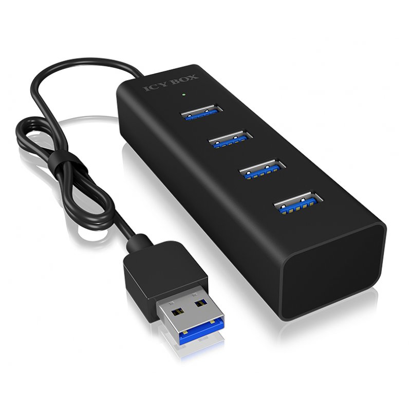 ICY BOX HUB, 4x USB 3.0, IB-HUB1409-U3 - schwarz