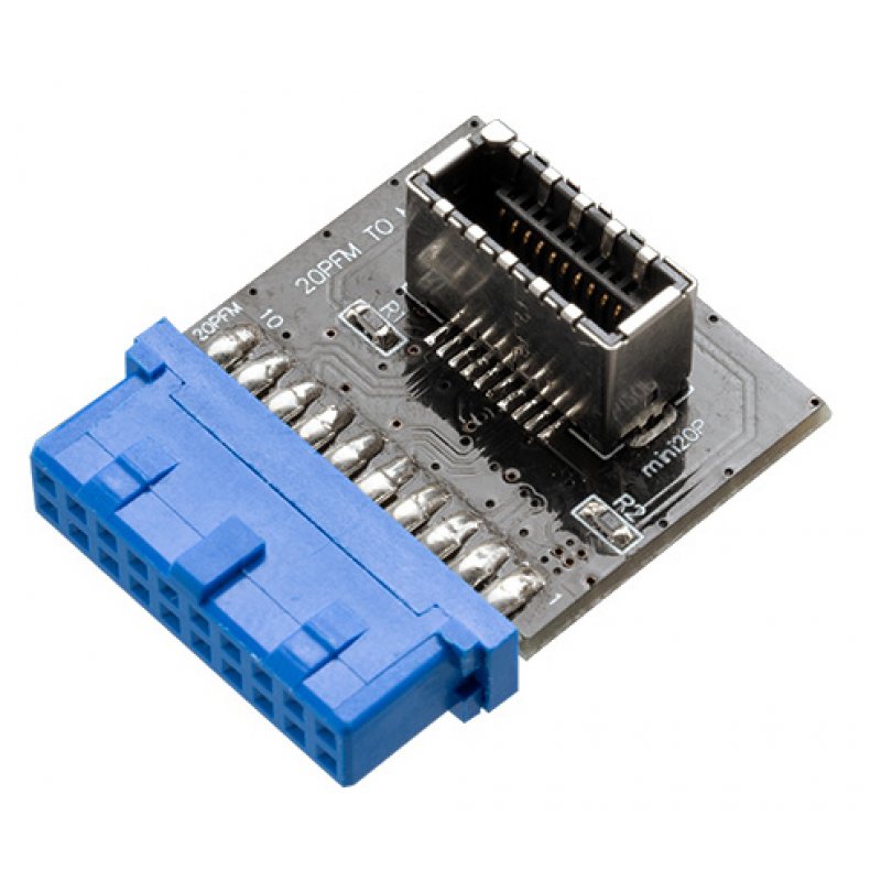 Akasa AK-CBUB51-BK cable gender changer USB 3.0 19-pin header USB 3.1 A Blue