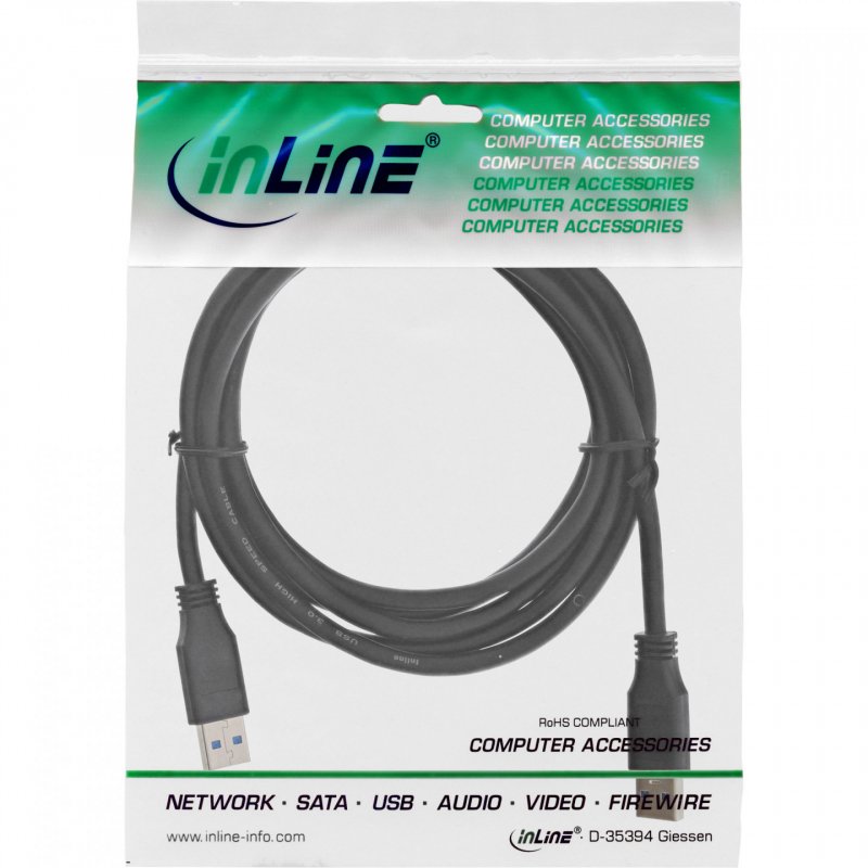 InLine compatible USB 3.0 Kabel, Typ A auf Typ A - 1m, noir