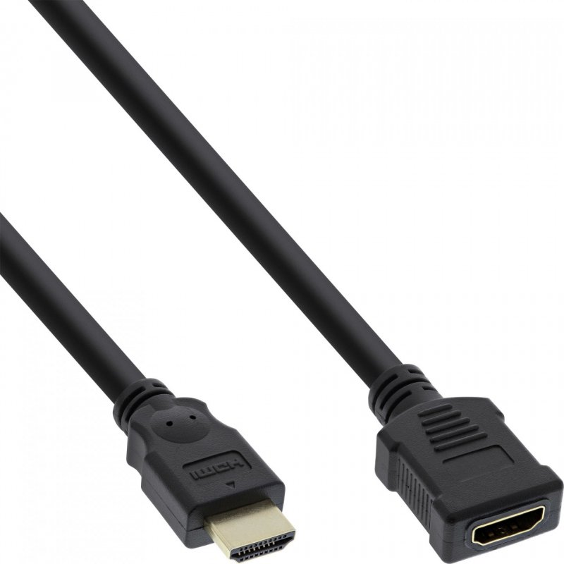 InLine compatible HDMI Verlängerung Stecker / Buchse, schwarz - 2m