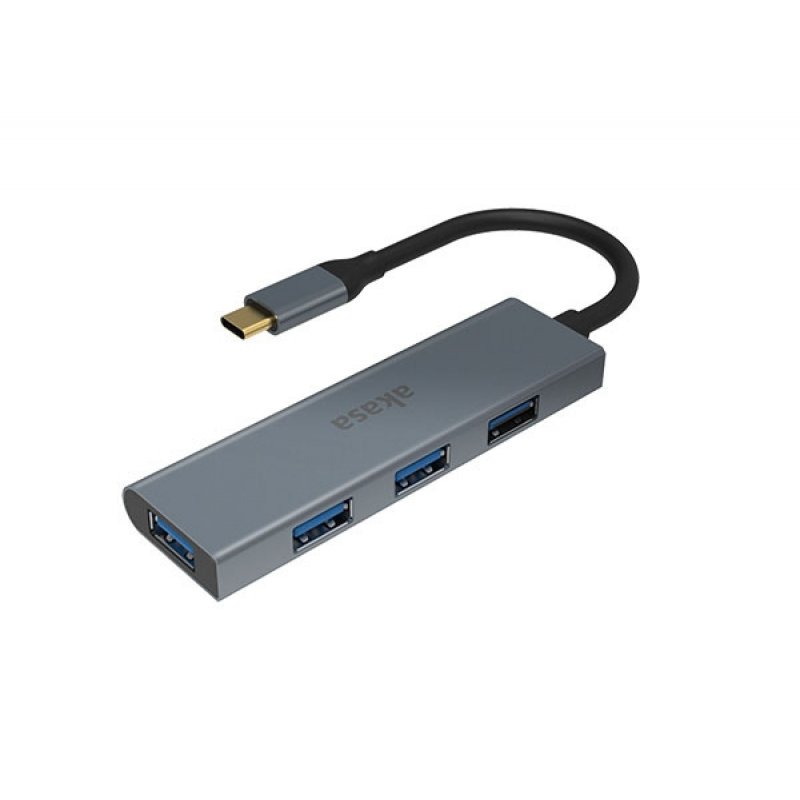 Akasa compatible USB Typ C auf 4x USB Typ A - silber