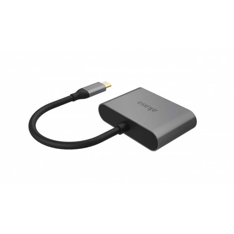Akasa compatible USB Typ C 2-In-1 Display-Adapter - argent