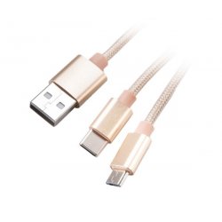 Akasa AK-CBUB42-12GL USB cable 1.2 m USB 2.0 USB A USB C/Micro-USB B Gold