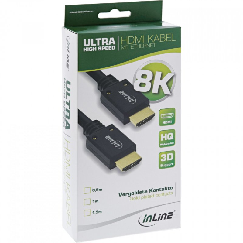 InLine compatible 8K4K Ultra High Speed HDMI Kabel, schwarz - 3m