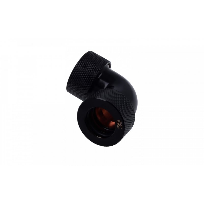 Alphacool compatible HT Adapter 90 Grad 16mm AD auf 16mm AD Hardtube - gerändelt, schwarz