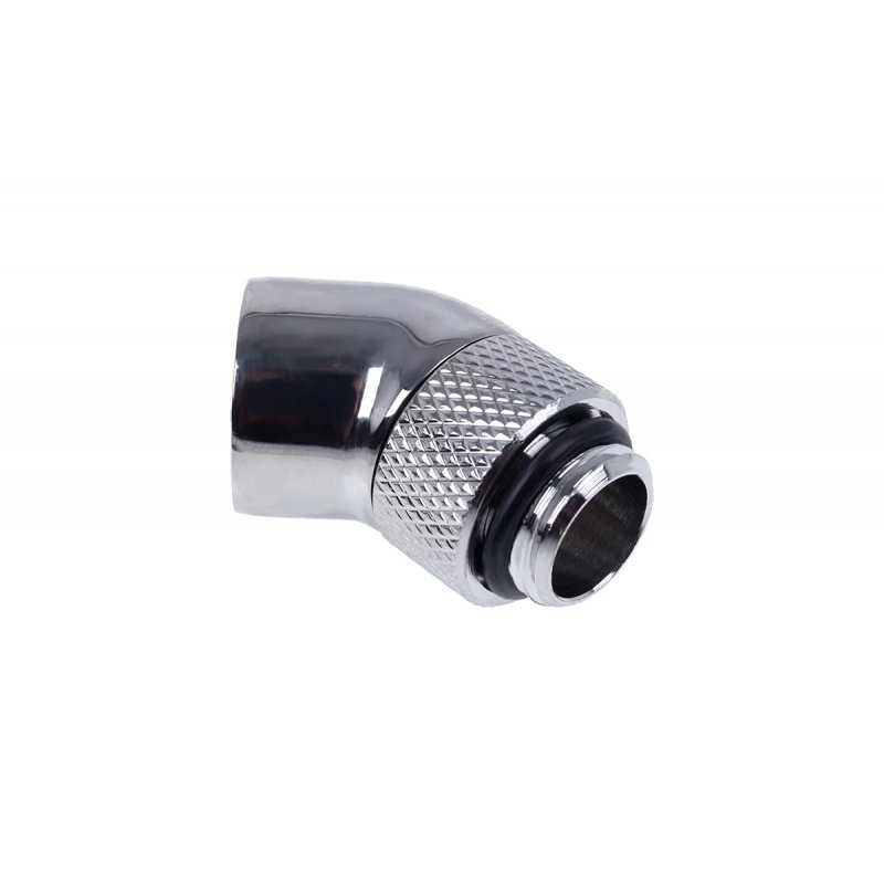 Alphacool compatible Eiszapfen Adapter 45 Grad G1/4 Zoll AG auf G1/4 Zoll IG - drehbar, chrome silber