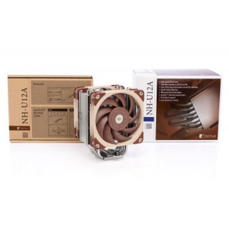 Noctua NH-U12A système de refroidissement d’ordinateur Processeur Refroidisseur 12 cm Beige, Marron, Argent 1 pièce(