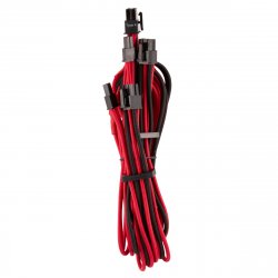 Corsair compatible Premium Sleeved PCIe Dual-Kabel, Doppelpack (Gen 4) - rot/schwarz