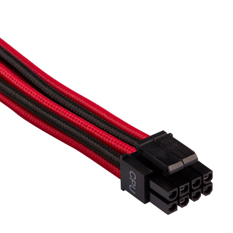 Corsair compatible Premium Sleeved EPS12V ATX12V-Kabel, Doppelpack (Gen 4) - rot/schwarz