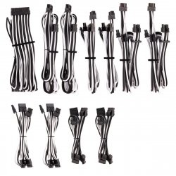 Corsair compatible Premium Pro Sleeved Kabel-Set (Gen 4) - weiß/schwarz