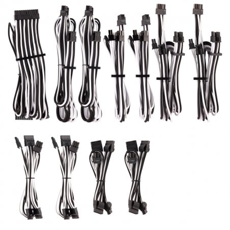 Corsair compatible Premium Pro Sleeved Kabel-Set (Gen 4) - weiß/schwarz