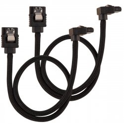 CORSAIR Premium-Sleeved-SATA-Kabel mit 90°-Anschluss 2er Pack - Schwarz