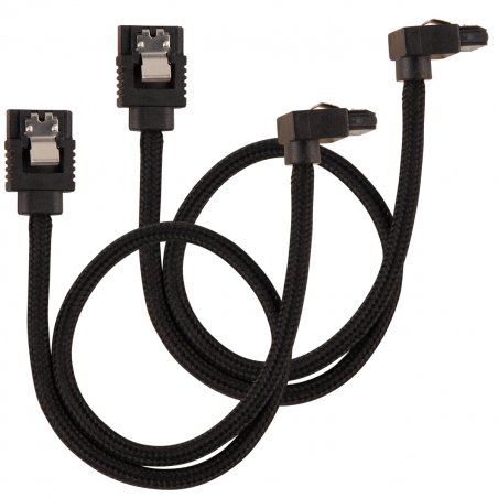 CORSAIR Premium-Sleeved-SATA-Kabel mit 90°-Anschluss 2er Pack - Schwarz