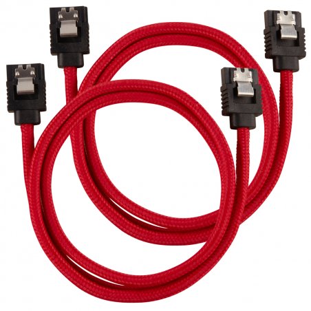 CORSAIR Premium-Sleeved-SATA-Kabel 2er Pack - Rot