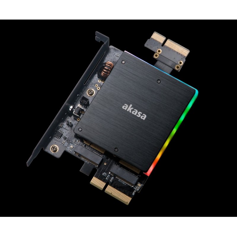 Akasa compatible Dual M.2 PCI-E RGB LED Adapter Karte