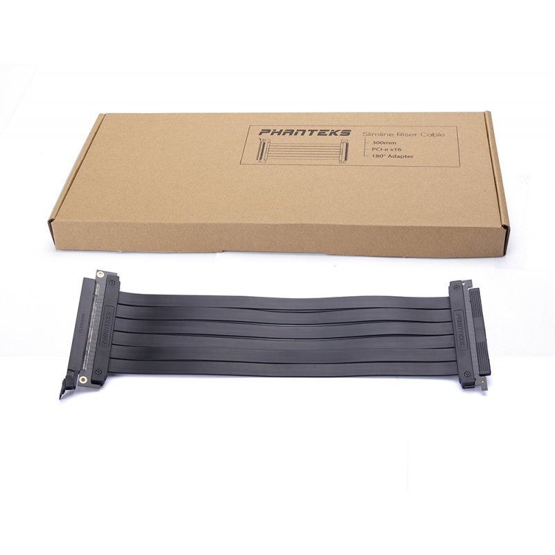 PHANTEKS PCI-E x16 Riser Flachband-Kabel, 180 Grad, 30cm - schwarz