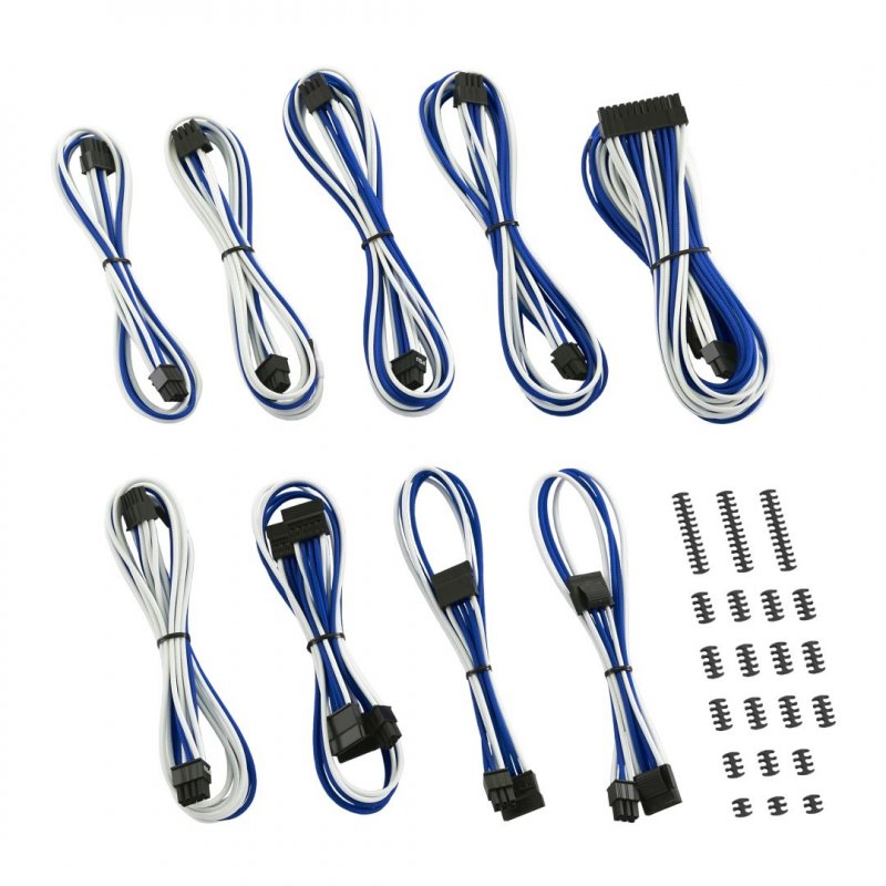 CableMod compatible Classic ModMesh C-Series Cable Kit Corsair AXi, HXi & RM - weiß/blau