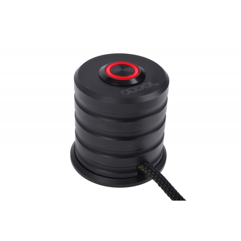 Alphacool compatible Powerbutton mit Taster 19mm rot beleuchtet - Deep Black