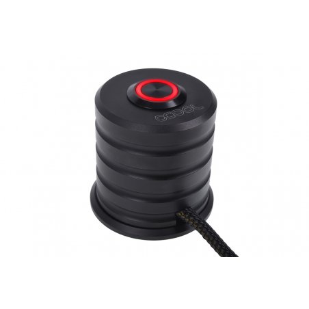 Alphacool compatible Powerbutton mit Taster 19mm rot beleuchtet - Deep Black
