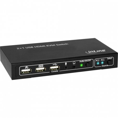 InLine The 2x1 HDMI KVM Switch, 2x1, HDMI 4K2K, USB 2.0 Hub, with Audio