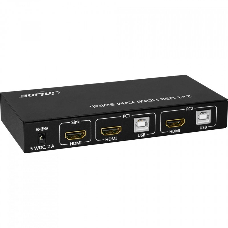 InLine The 2x1 HDMI KVM Switch, 2x1, HDMI 4K2K, USB 2.0 Hub, with Audio