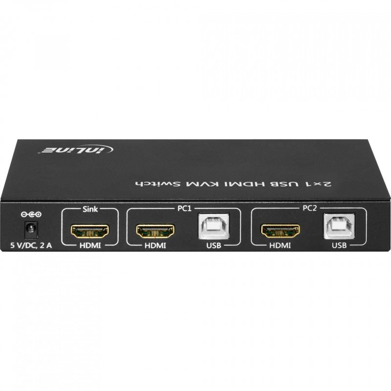 InLine The 2x1 HDMI KVM Switch, 2x1, HDMI 4K2K, USB 2.0 Hub, with Audio