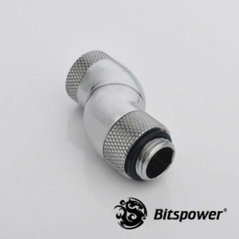 Bitspower Adapter 90 Grad G1/4 Zoll AG auf G1/4 Zoll IG - 3x drehbar, silber glänzend
