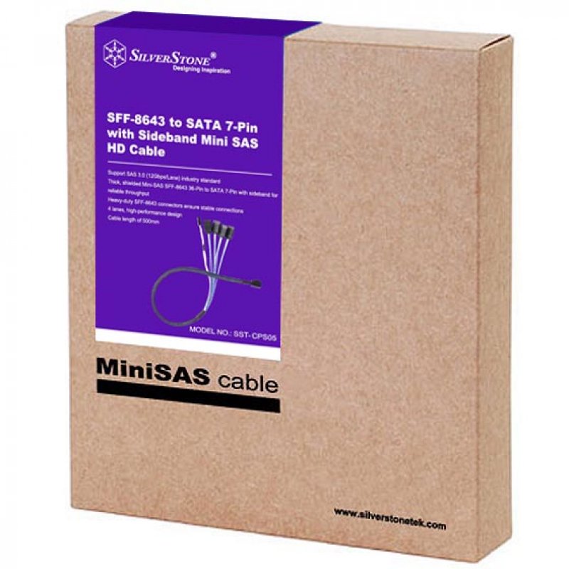 Silverstone SST-CPS05 Mini-SAS zu SATA 7-Pin Kabel - 50 cm