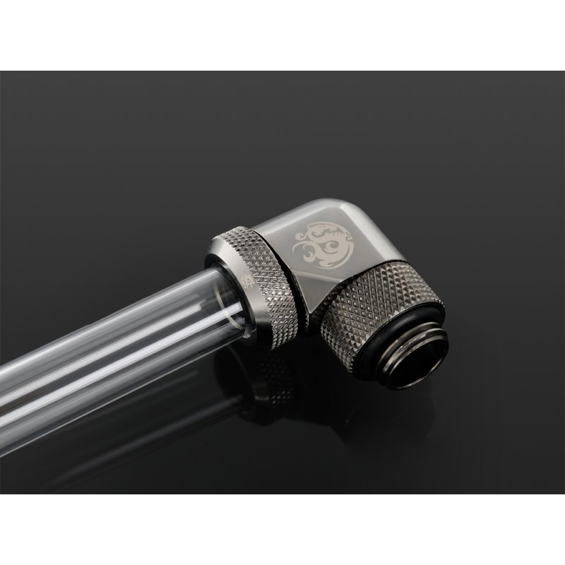 Bitspower Multi-Link Adapter Anschluss 90 Grad G1/4 Zoll AG auf 12mm AD Hardtube - drehbar, schwarz glänzend