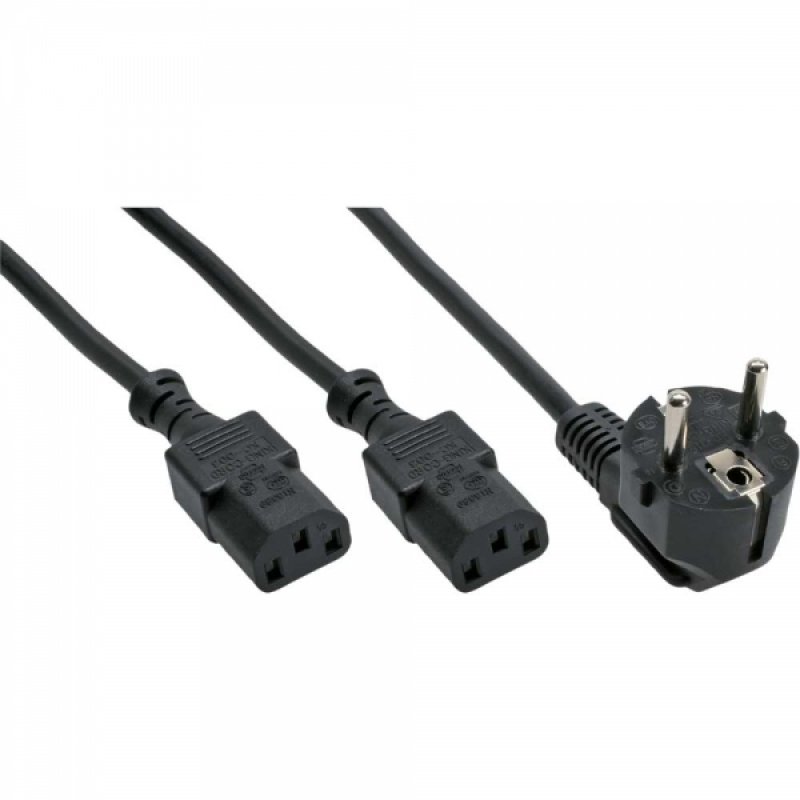 InLine 4043718012886 power cable Black 1.8 m Power plug type F 2 x C13 coupler