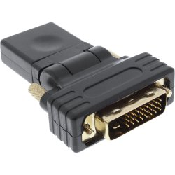 InLine compatible HDMI-DVI Adapter, HDMI Buchse auf DVI Stecker, flexibler Winkel