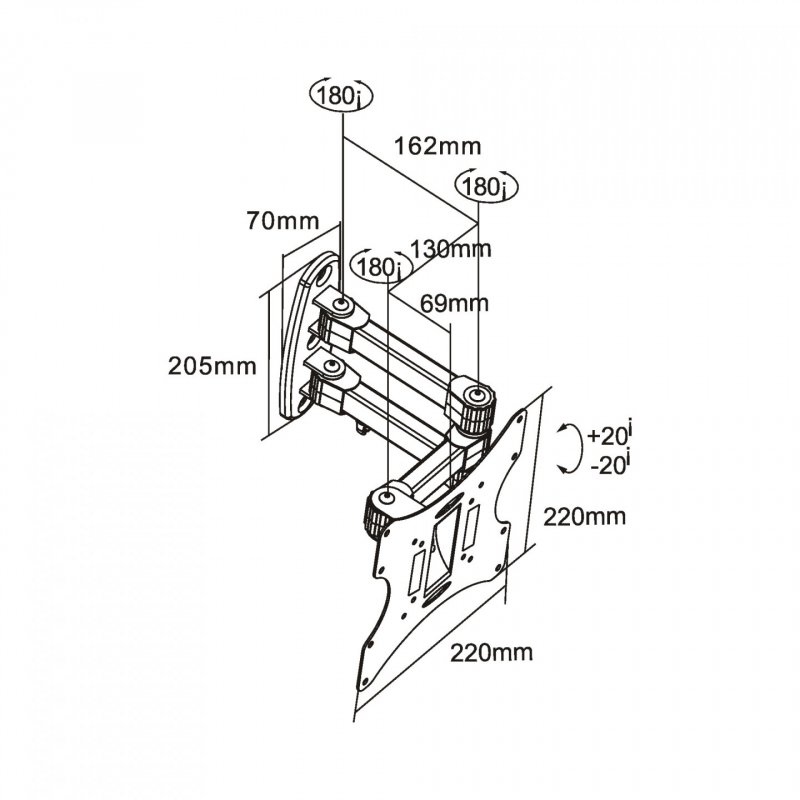 InLine compatible Wandhalterung, neig-/schwenkbar, 43-94cm (17-37 Zoll)