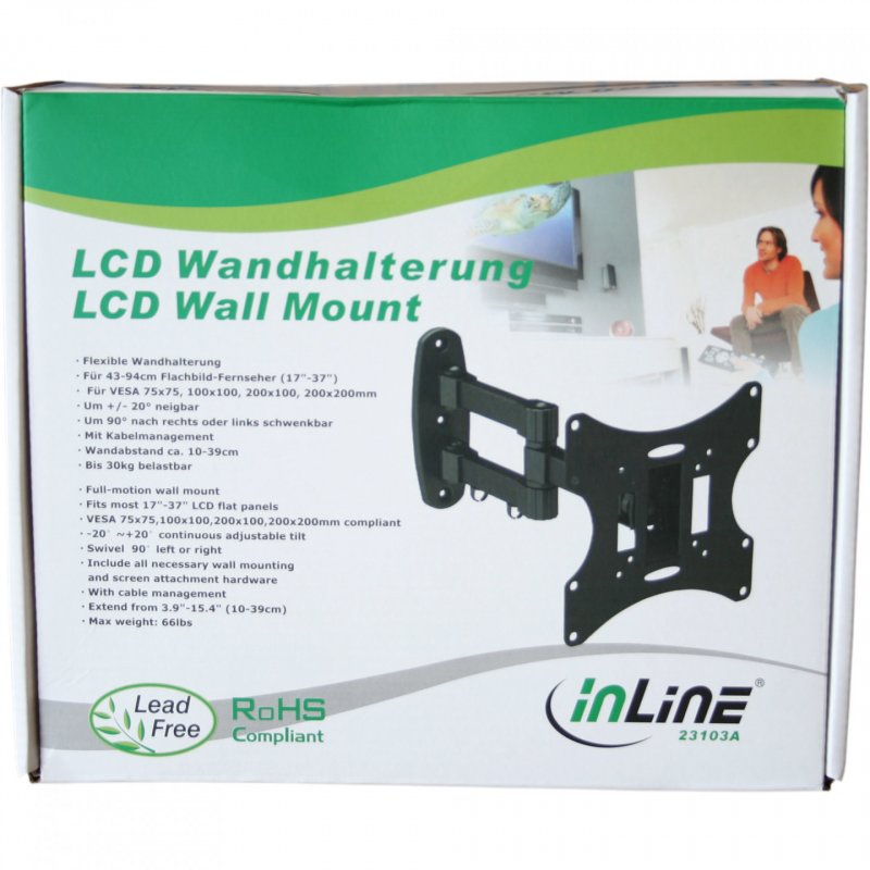 InLine 23103A support pour téléviseur 58,4 cm (23") Noir