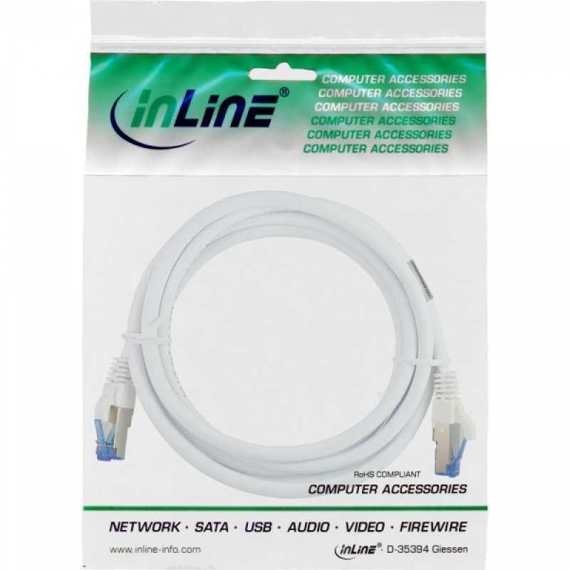 InLine compatible Patchkabel Cat.6A, S/FTP (PiMf), 500MHz, weiß - 1,5m