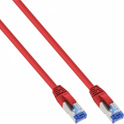 InLine compatible Patchkabel Cat.6A, S/FTP (PiMf), 500MHz, rot - 0,5m