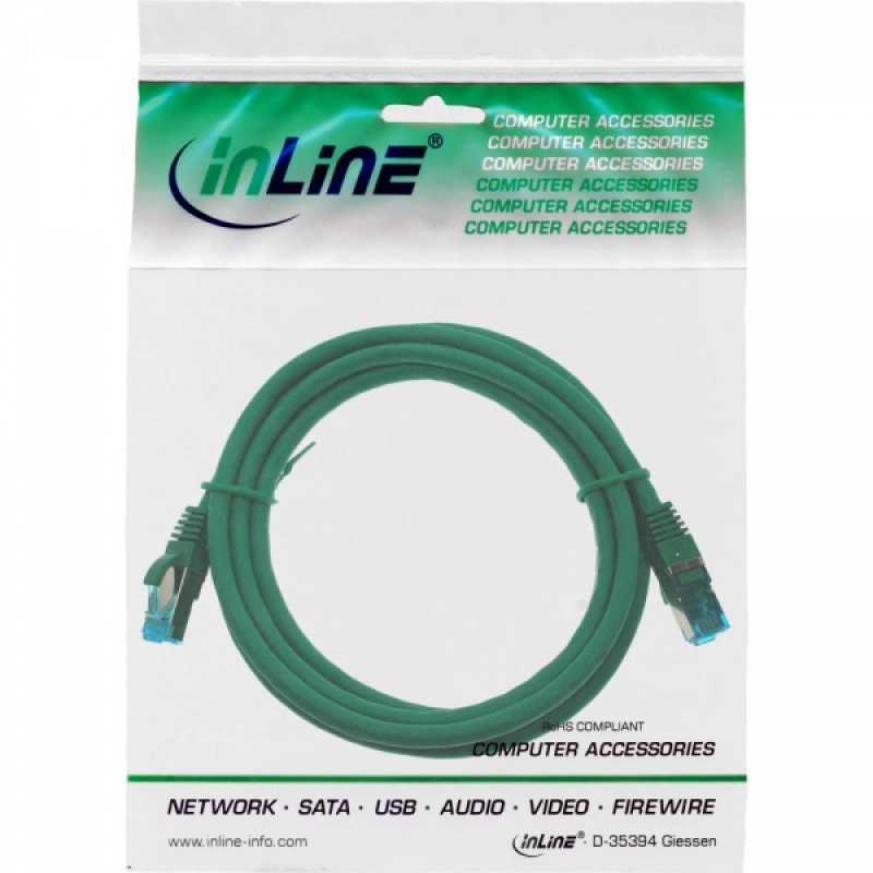 InLine compatible Patchkabel Cat.6A, S/FTP (PiMf), 500MHz, grün - 3m
