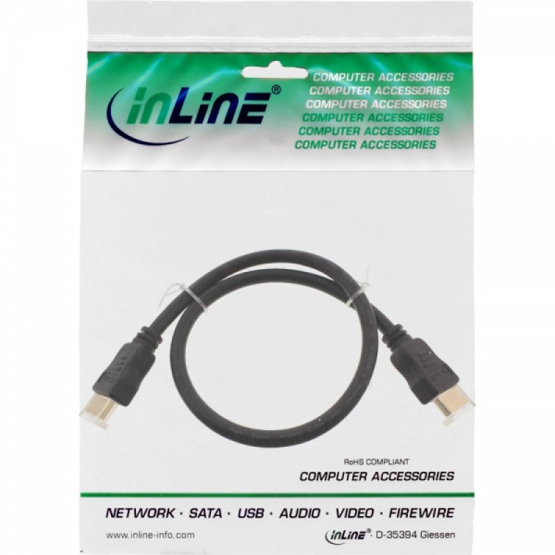 InLine compatible 4K (UHD) HDMI Kabel, schwarz - 0,5m