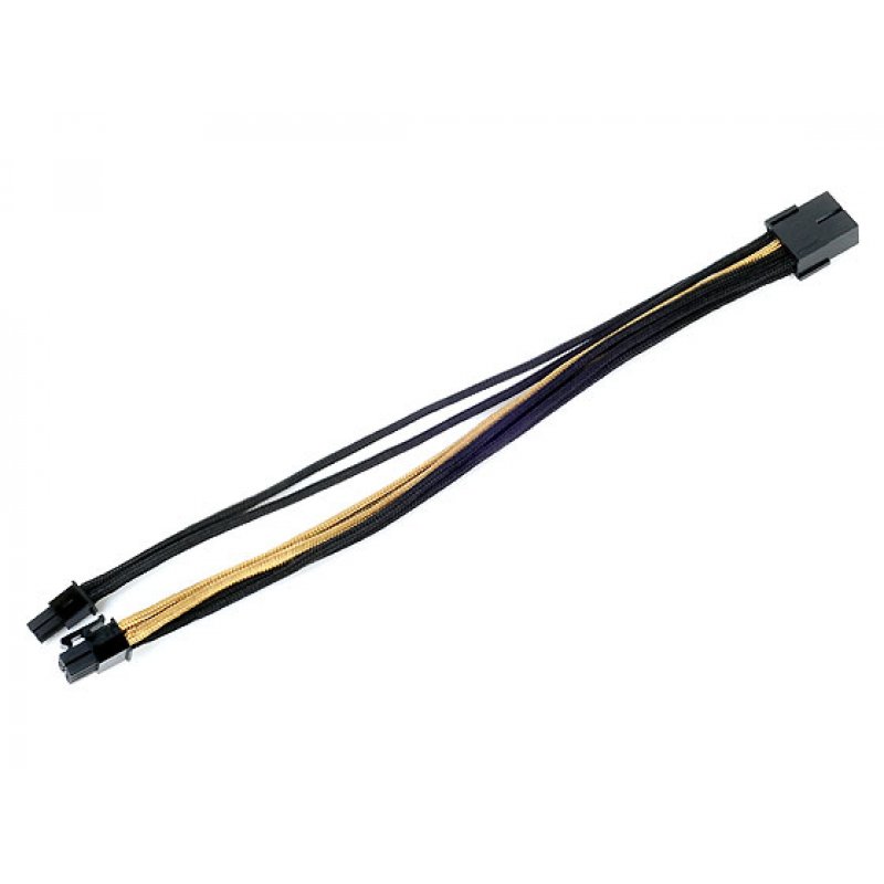Silverstone PCI-8-Pin zu PCIe-6+2-Pin Kabel, 250mm - schwarz/gold