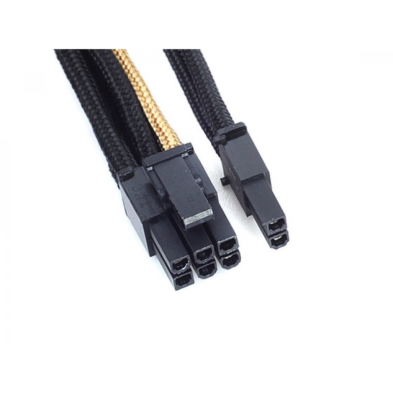 Silverstone PCI-8-Pin zu PCIe-6+2-Pin Kabel, 250mm - schwarz/gold