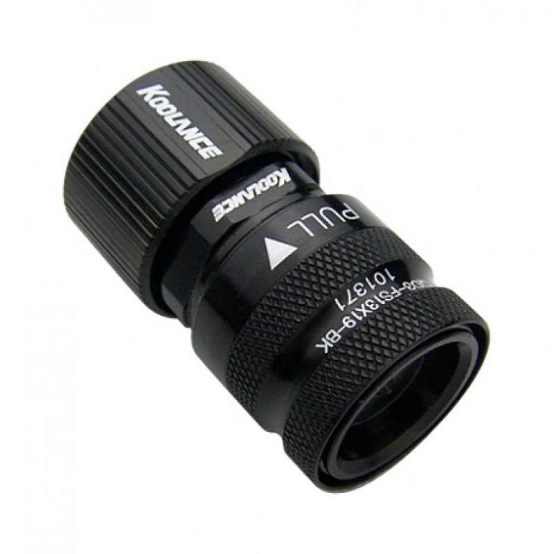 Koolance compatible QD3 Schnellverschluss gerade weiblich auf 19/13mm - no-spill, schwarz