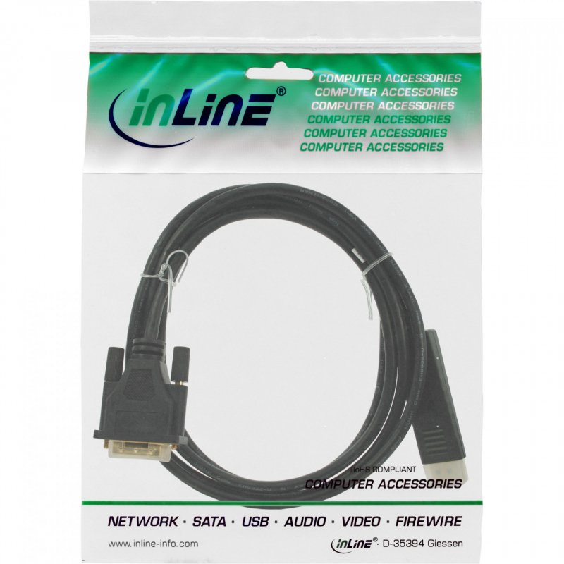 InLine DisplayPort to DVI converter cable, black, 2m