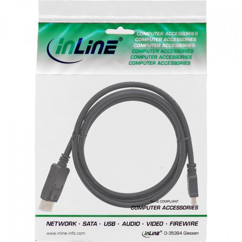 InLine DisplayPort to HDMI converter cable, black, 2m