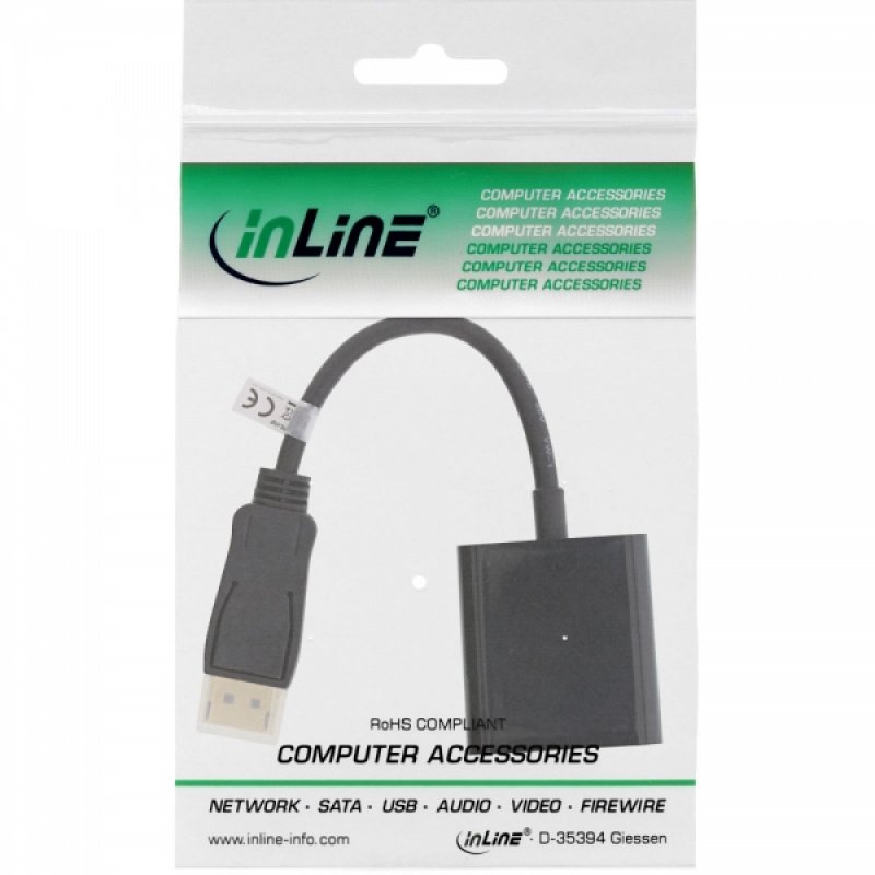 InLine 4043718126262 video cable adapter 0.15 m DisplayPort DVI-D Black