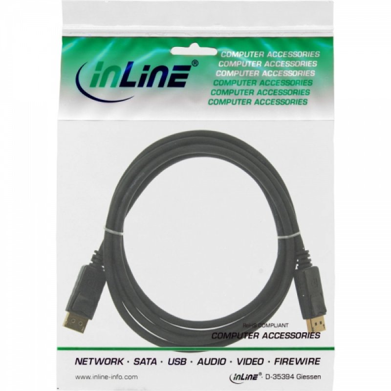 InLine compatible 4K (UHD) DisplayPort Kabel, schwarz - 5m