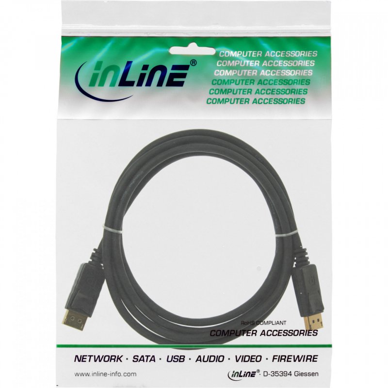 InLine compatible 4K (UHD) DisplayPort Kabel, schwarz - 1m