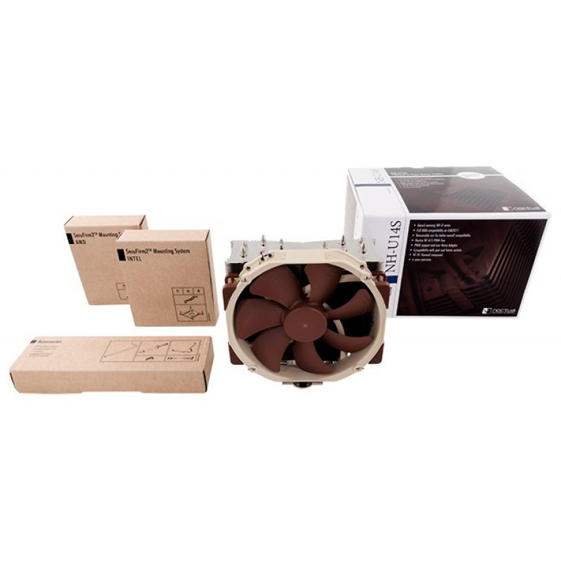 Noctua NH-U14S système de refroidissement d’ordinateur Processeur Refroidisseur 12 cm Marron, Acier inoxydable