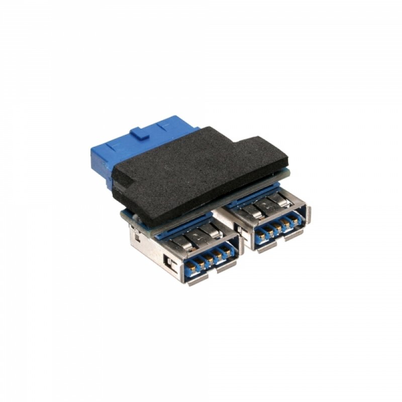 InLine 33444I 2x USB A USB 3.0 (19pin) Noir, Bleu