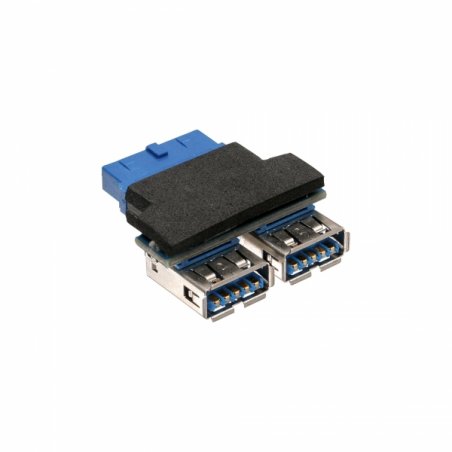 InLine 33444I 2x USB A USB 3.0 (19pin) Noir, Bleu