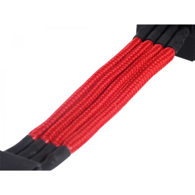 Silverstone 4-Pol-Molex auf 4x SATA Verlängerung - 300mm rot