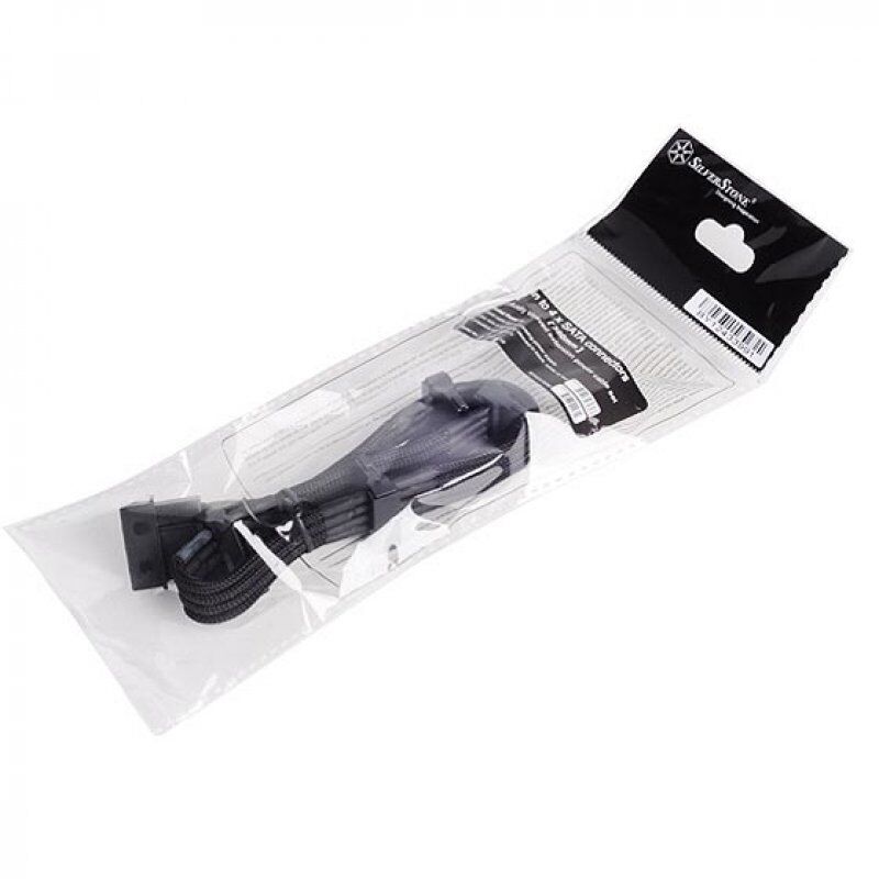 Silverstone 4-Pol-Molex auf 4x SATA Verlängerung - 300mm schwarz